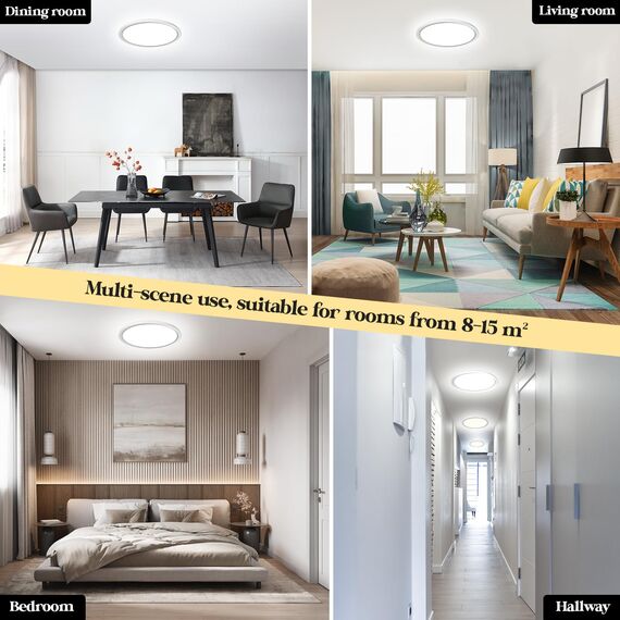 Aisutha Deckenlampe Rund 4500K,LED Deckenleuchte 18W,1800lm,IP54 Wasserdichte Badezimmer Lampe für Wohnzimmer Küche Schlafzimmer Flur Balkon,Ultra Dünn Led Lampen Deckenlampen Ø220*H25mm