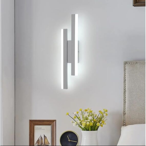 Riserva Wandleuchte LED Innen Moderne, 16W 1800LM Wandlampe, Kreative Lange Parallele Wandleuchte für Wohnzimmer Korridor Treppen, Kaltweiß 6500K, Weiß, 40cm