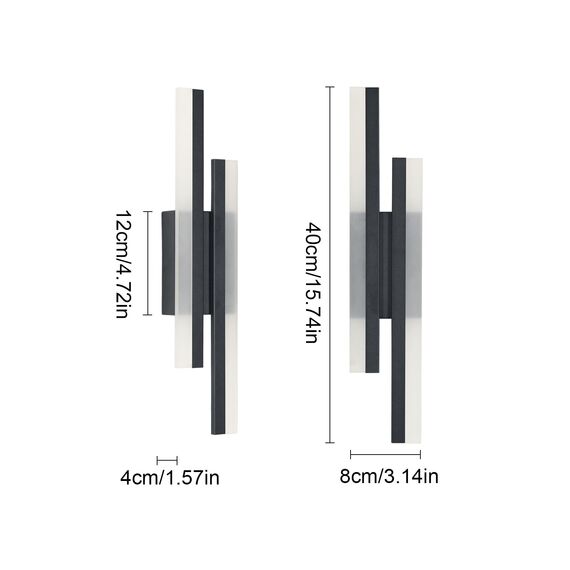 Riserva Wandleuchte Innen LED, 16W Wandlampe Modern Schwarz, 3000K Warmweiß, Lange Wandleuchte Einfach für Schlafzimmer, Wohnzimmer, Korridor, Treppenhaus, Esszimmer