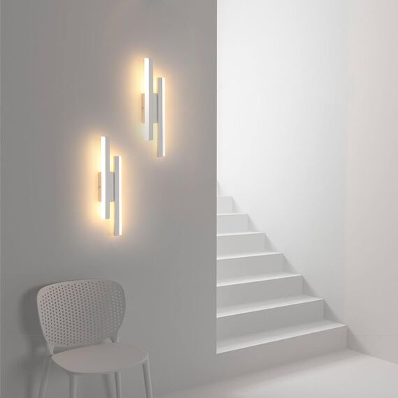 Riserva Wandleuchte Innen LED Moderne, 16W 1800LM Wandlampe Kreative, Warmweiß 3000K, Lange Parallele Wandleuchte für Wohnzimmer Korridor Treppen, Weiß, 40cm