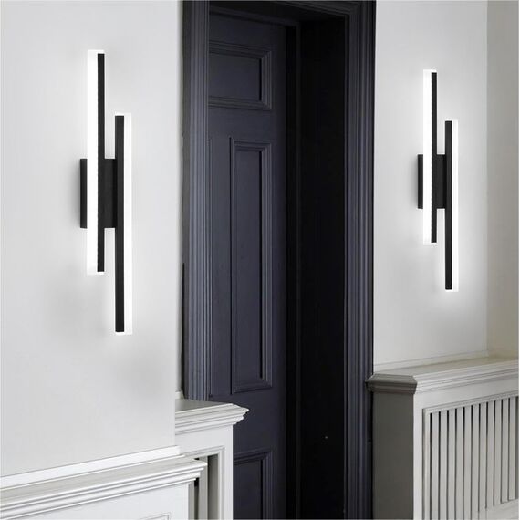 Riserva Wandleuchte LED Innen Moderne, 16W 1800LM Wandlampe LED, Kreative Lange Parallele Wandleuchte für Wohnzimmer Korridor Treppen, Kaltweiß 6500K, Schwarz, 40cm