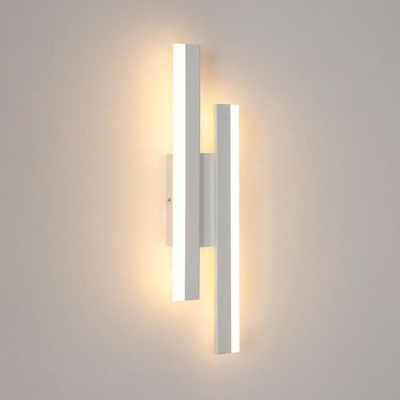 Riserva Wandleuchte Innen LED Moderne, 16W 1800LM Wandlampe Kreative, Warmweiß 3000K, Lange Parallele Wandleuchte für Wohnzimmer Korridor Treppen, Weiß, 40cm