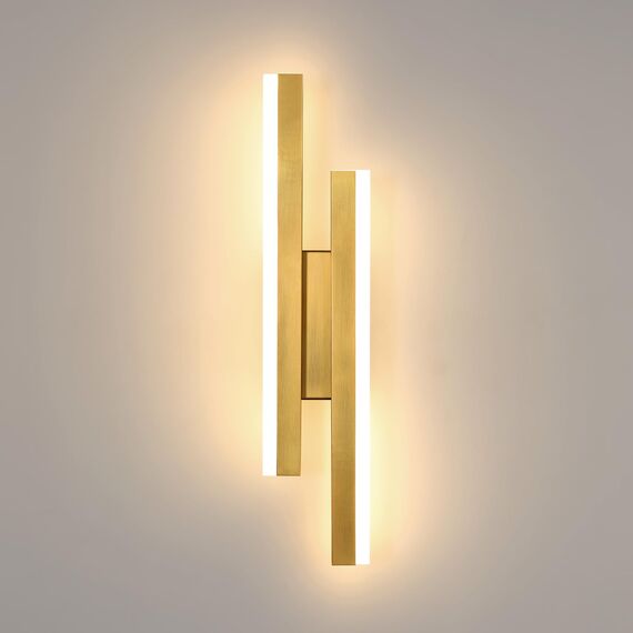 Riserva Wandleuchte LED Innen Kreative Lange Parallele, Wandlampe Warmweiß 16W 1800LM, Wandleuchte Innen Moderne für Wohnzimmer Korridor Treppen, Warmweiß 3000K, Gold, 40cm