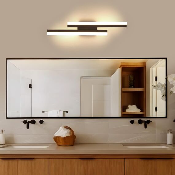 Riserva Wandleuchte Innen LED, 16W Wandlampe Modern Schwarz, 3000K Warmweiß, Lange Wandleuchte Einfach für Schlafzimmer, Wohnzimmer, Korridor, Treppenhaus, Esszimmer