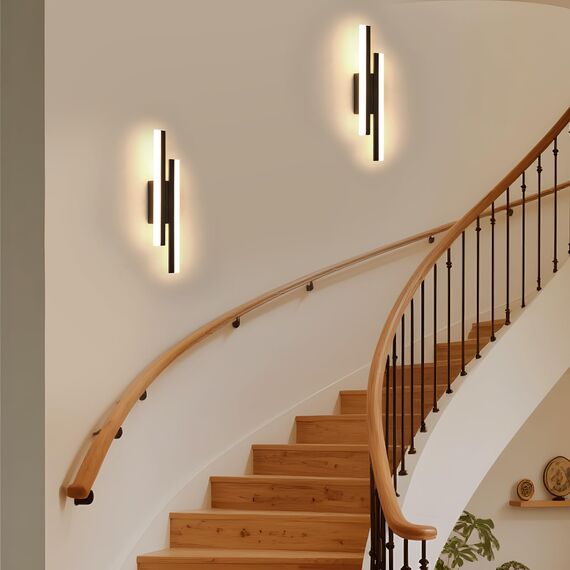 Riserva Wandleuchte Innen LED, 16W Wandlampe Modern Schwarz, 3000K Warmweiß, Lange Wandleuchte Einfach für Schlafzimmer, Wohnzimmer, Korridor, Treppenhaus, Esszimmer