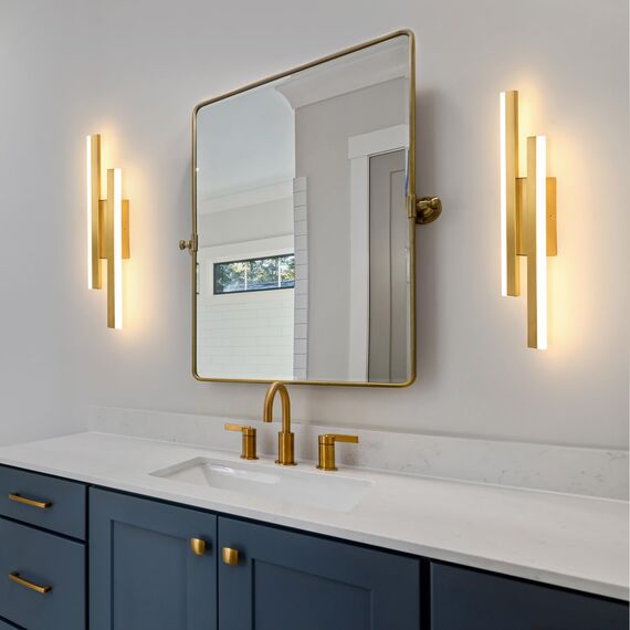 Riserva Wandleuchte LED Innen Kreative Lange Parallele, Wandlampe Warmweiß 16W 1800LM, Wandleuchte Innen Moderne für Wohnzimmer Korridor Treppen, Warmweiß 3000K, Gold, 40cm