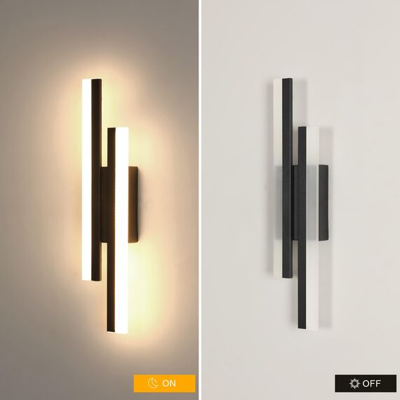 Riserva Wandleuchte Innen LED, 16W Wandlampe Modern Schwarz, 3000K Warmweiß, Lange Wandleuchte Einfach für Schlafzimmer, Wohnzimmer, Korridor, Treppenhaus, Esszimmer