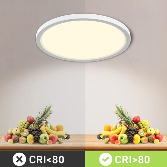 LQWELL® Deckenleuchte LED Deckenlampe, 1,6CM Ultradünn Rund Flach IP44 Wasserfest Badlampe 18W 4000K 1700LM Modern für Wohnzimmer Badezimmer Schlafzimmer Küche Balkon Keller Büro, 220 * 16mm