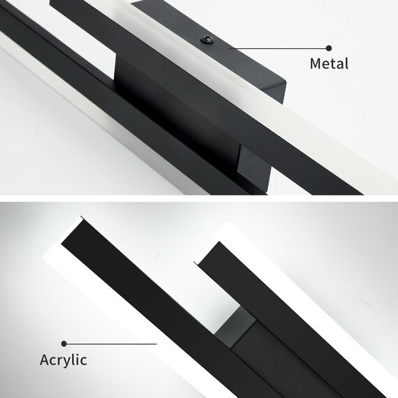 Riserva Wandleuchte LED Innen Moderne, 16W 1800LM Wandlampe LED, Kreative Lange Parallele Wandleuchte für Wohnzimmer Korridor Treppen, Kaltweiß 6500K, Schwarz, 40cm