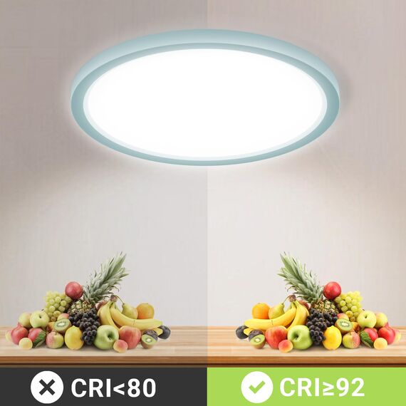 LQWELL® Deckenleuchte LED Deckenlampe, IP44 Wasserfest Badlampe Rund Flach 18W 6000K 1600LM Modern Schlicht Lampe Dünn für Wohnzimmer Badezimmer Schlafzimmer Küche Balkon Keller Büro, 220 * 24mm