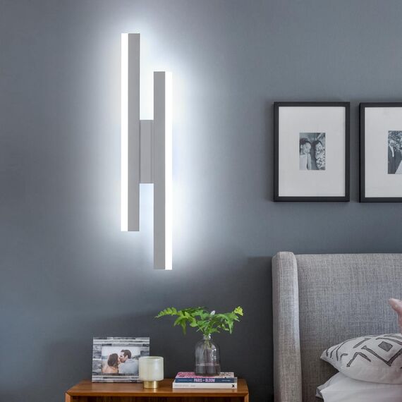 Riserva Wandleuchte LED Innen Moderne, 16W 1800LM Wandlampe, Kreative Lange Parallele Wandleuchte für Wohnzimmer Korridor Treppen, Kaltweiß 6500K, Weiß, 40cm