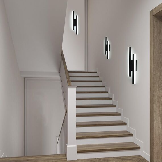 Riserva Wandleuchte LED Innen Moderne, 16W 1800LM Wandlampe LED, Kreative Lange Parallele Wandleuchte für Wohnzimmer Korridor Treppen, Kaltweiß 6500K, Schwarz, 40cm