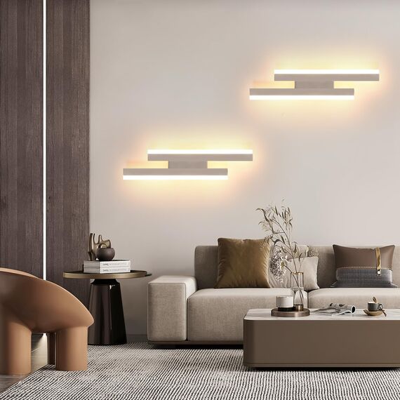 Riserva Wandleuchte LED Innen, Kreative Wandlampe Moderne, 3000K Warmweiß Wandlampe, 16W LED Lange Wandleuchte Innen für Schlafzimmer, Wohnzimmer, Korridor, Treppenhau, Chrom 40cm