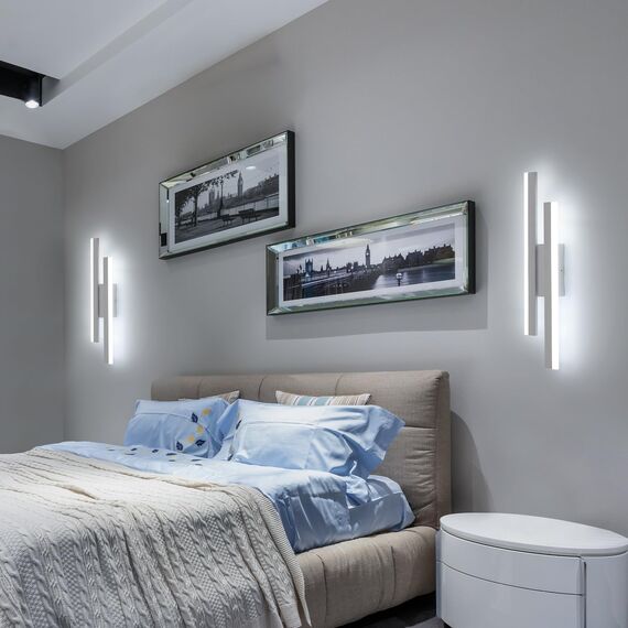 Riserva Wandleuchte LED Innen Moderne, 16W 1800LM Wandlampe, Kreative Lange Parallele Wandleuchte für Wohnzimmer Korridor Treppen, Kaltweiß 6500K, Weiß, 40cm