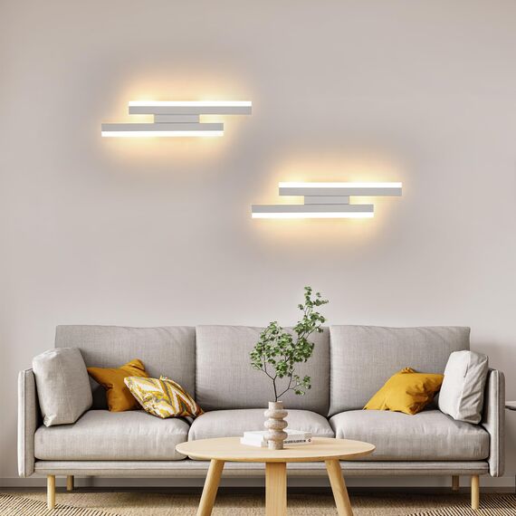 Riserva Wandleuchte Innen LED Moderne, 16W 1800LM Wandlampe Kreative, Warmweiß 3000K, Lange Parallele Wandleuchte für Wohnzimmer Korridor Treppen, Weiß, 40cm