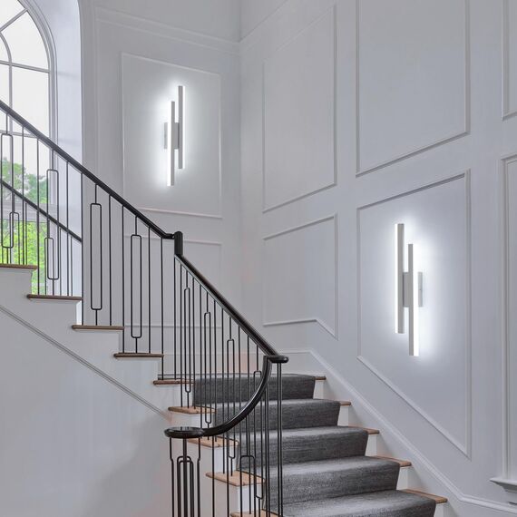Riserva Wandleuchte LED Innen Moderne, 16W 1800LM Wandlampe, Kreative Lange Parallele Wandleuchte für Wohnzimmer Korridor Treppen, Kaltweiß 6500K, Weiß, 40cm