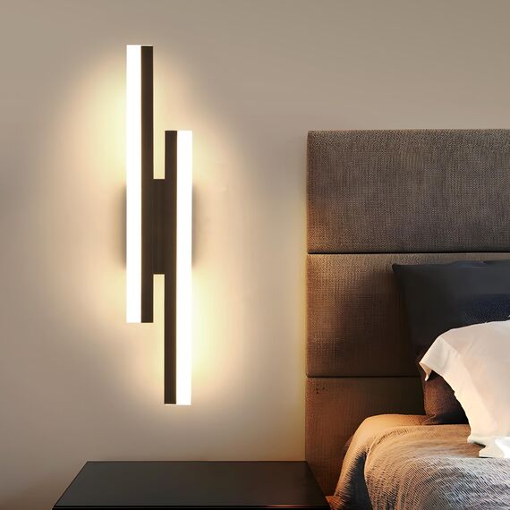 Riserva Wandleuchte Innen LED, 16W Wandlampe Modern Schwarz, 3000K Warmweiß, Lange Wandleuchte Einfach für Schlafzimmer, Wohnzimmer, Korridor, Treppenhaus, Esszimmer