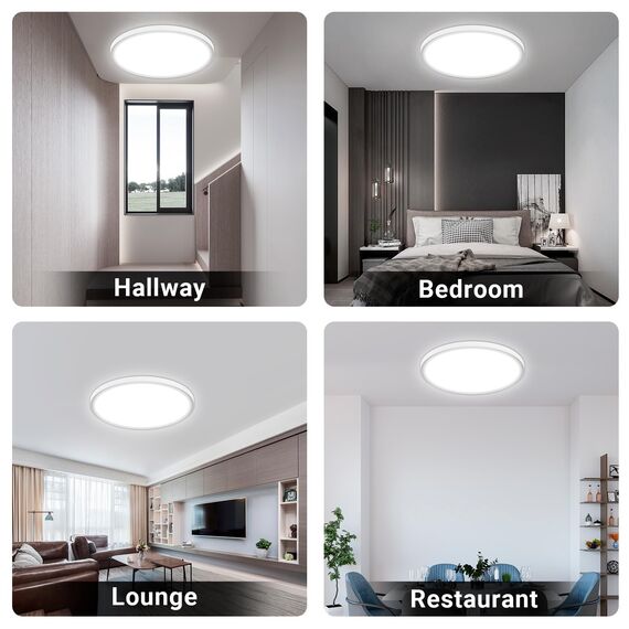 LQWELL® Deckenleuchte LED Deckenlampe, IP44 Wasserfest Badlampe Rund Flach 23W 6000K 2600LM Modern Schlicht Lampe Dünn für Wohnzimmer Badezimmer Schlafzimmer Küche Balkon Keller Büro, 300 * 25mm