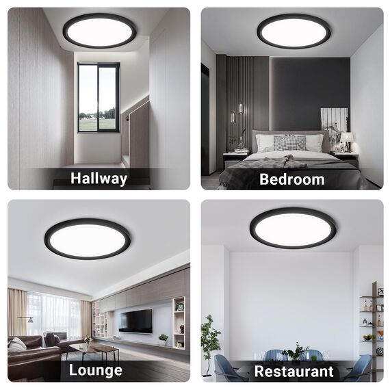 LQWELL® Deckenleuchte LED Deckenlampe, IP44 Wasserfest Badlampe Rund Flach 23W 6000K 2600LM Modern Schlicht Lampe Dünn für Wohnzimmer Badezimmer Schlafzimmer Küche Balkon Keller Büro, 300 * 25mm