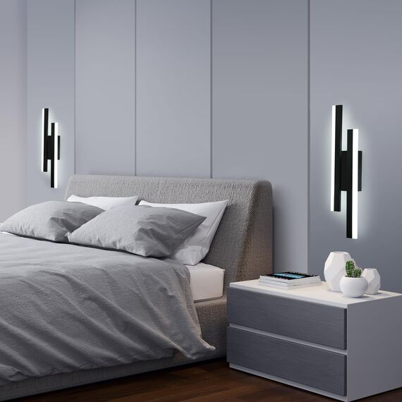 Riserva Wandleuchte LED Innen Moderne, 16W 1800LM Wandlampe LED, Kreative Lange Parallele Wandleuchte für Wohnzimmer Korridor Treppen, Kaltweiß 6500K, Schwarz, 40cm