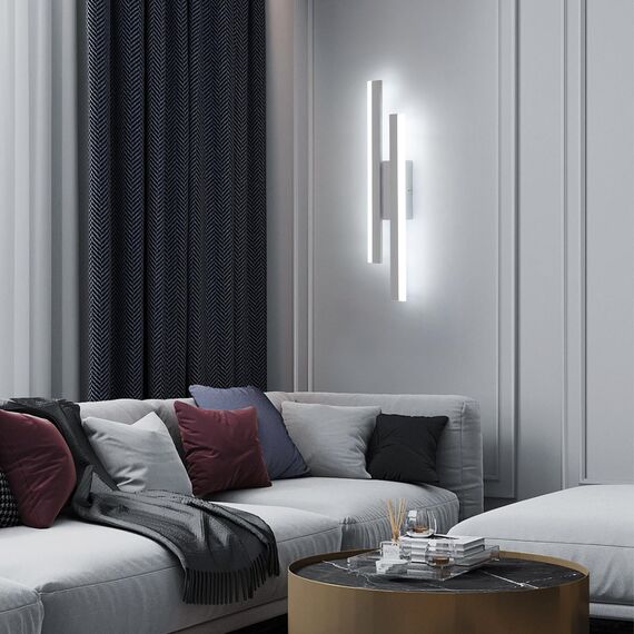 Riserva Wandleuchte LED Innen Moderne, 16W 1800LM Wandlampe, Kreative Lange Parallele Wandleuchte für Wohnzimmer Korridor Treppen, Kaltweiß 6500K, Weiß, 40cm