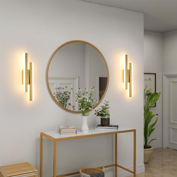 Riserva Wandleuchte LED Innen Kreative Lange Parallele, Wandlampe Warmweiß 16W 1800LM, Wandleuchte Innen Moderne für Wohnzimmer Korridor Treppen, Warmweiß 3000K, Gold, 40cm