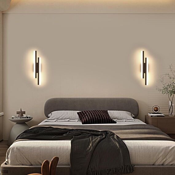 Riserva Wandleuchte Innen LED, 16W Wandlampe Modern Schwarz, 3000K Warmweiß, Lange Wandleuchte Einfach für Schlafzimmer, Wohnzimmer, Korridor, Treppenhaus, Esszimmer