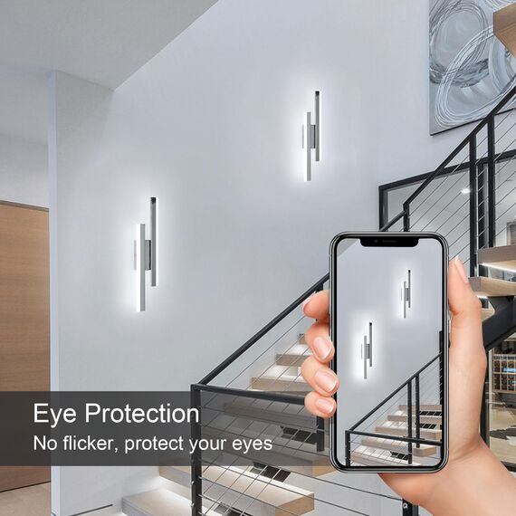 Riserva Wandleuchte Innen LED, 16W 1800LM Wandlampe Modern Lange Parallele, Dekorative Wandleuchte Chrom Innen Für Schlafzimmer, Wohnzimmer, Korridor, Treppenhaus, 6500K Kaltweiß