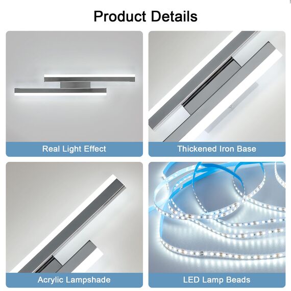 Riserva Wandleuchte Innen LED, 16W 1800LM Wandlampe Modern Lange Parallele, Dekorative Wandleuchte Chrom Innen Für Schlafzimmer, Wohnzimmer, Korridor, Treppenhaus, 6500K Kaltweiß