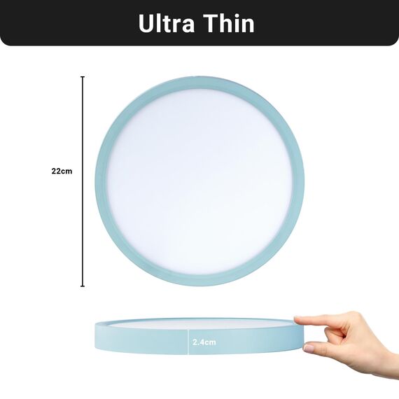 LQWELL® Deckenleuchte LED Deckenlampe, IP44 Wasserfest Badlampe Rund Flach 18W 3000K 1600LM Modern Schlicht Lampe Dünn für Wohnzimmer Badezimmer Schlafzimmer Küche Balkon Keller Büro, 220 * 24mm