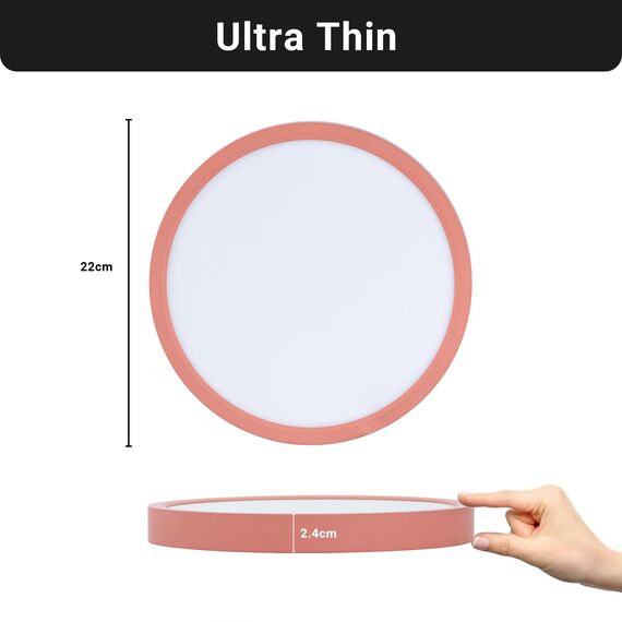 LQWELL® Deckenleuchte LED Deckenlampe, IP44 Wasserfest Badlampe Rund Flach 18W 3000K 1600LM Modern Schlicht Lampe Dünn für Wohnzimmer Badezimmer Schlafzimmer Küche Balkon Keller Büro, 220 * 24mm