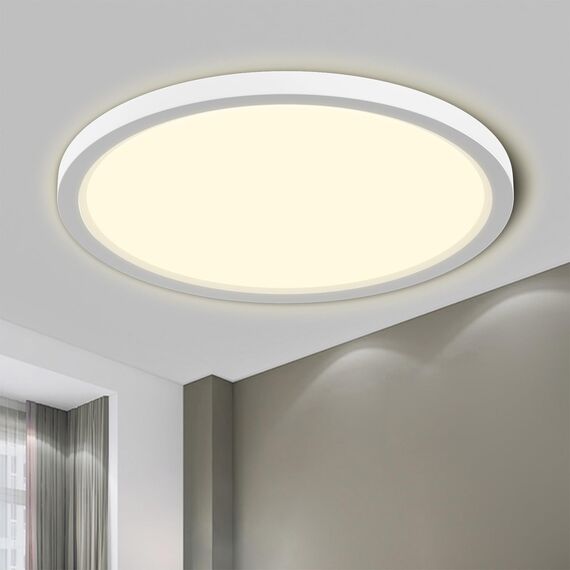 LQWELL® Deckenleuchte LED Deckenlampe, 1,6CM Ultradünn Rund Flach IP44 Wasserfest Badlampe 18W 4000K 1700LM Modern für Wohnzimmer Badezimmer Schlafzimmer Küche Balkon Keller Büro, 220 * 16mm