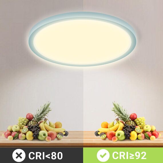 LQWELL® Deckenleuchte LED Deckenlampe, IP44 Wasserfest Badlampe Rund Flach 18W 3000K 1600LM Modern Schlicht Lampe Dünn für Wohnzimmer Badezimmer Schlafzimmer Küche Balkon Keller Büro, 220 * 24mm