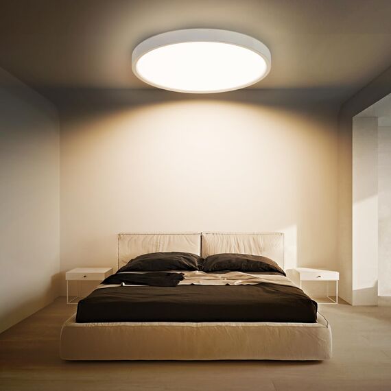 LQWELL® LED Deckenleuchte Dimmbar mit Fernbedienung, 24W 2500LM 3000-6500K RGB LED Deckenlampe, Runde Flache Deckenbeleuchtung IP44 für Wohnzimmer Schlafzimmer Esszimmer Balkon Korridor, 300 * 40mm