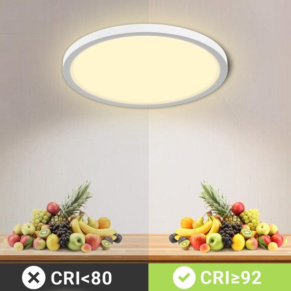 LQWELL® Deckenleuchte LED Deckenlampe, IP44 Wasserfest Badlampe Rund Flach 18W 3000K 1980LM Modern Schlicht Lampe Dünn für Wohnzimmer Badezimmer Schlafzimmer Küche Balkon Keller Büro, 220 * 24mm