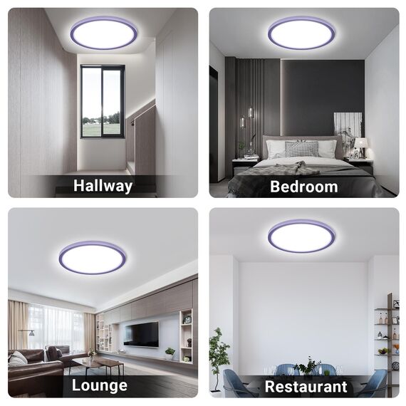 LQWELL® Deckenleuchte LED Deckenlampe, IP44 Wasserfest Badlampe Rund Flach 18W 6000K 1600LM Modern Schlicht Lampe Dünn für Wohnzimmer Badezimmer Schlafzimmer Küche Balkon Keller Büro, 220 * 24mm