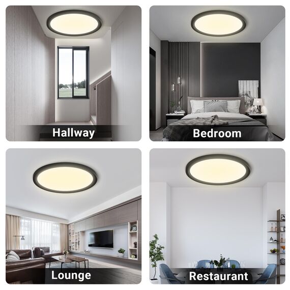 LQWELL® Deckenleuchte LED Deckenlampe, IP44 Wasserfest Badlampe Rund Flach 22W 3000K 2420LM Modern Schlicht Lampe Dünn für Wohnzimmer Badezimmer Schlafzimmer Küche Balkon Keller Büro, 300 * 25mm