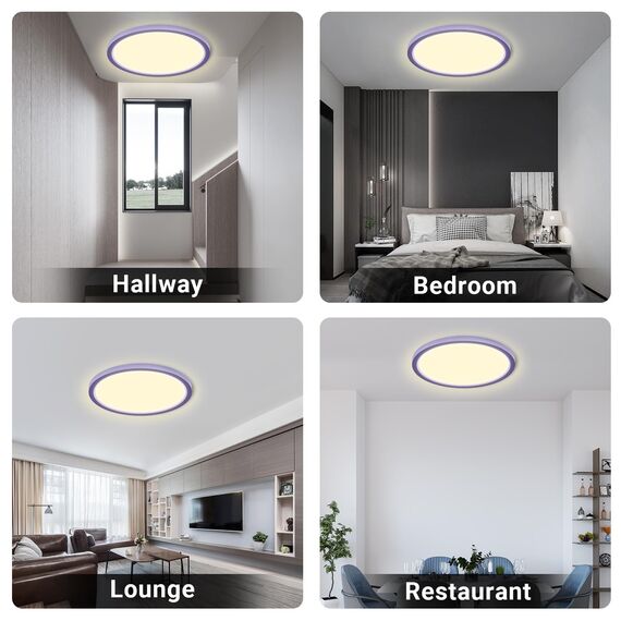 LQWELL® Deckenleuchte LED Deckenlampe, IP44 Wasserfest Badlampe Rund Flach 23W 3000K 2400LM Modern Schlicht Lampe Dünn für Wohnzimmer Badezimmer Schlafzimmer Küche Balkon Keller Büro, 300 * 25mm