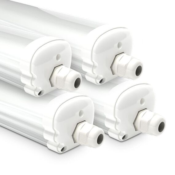 HOFTRONIC - 4er Pack LED Feuchtraumleuchte 120cm IP65-36W 4320 Lumen - 6500K Kaltweiß - Verknüpfbar - Kellerleuchte, Nassraumleuchte - Feuchtraum Wannenleuchte