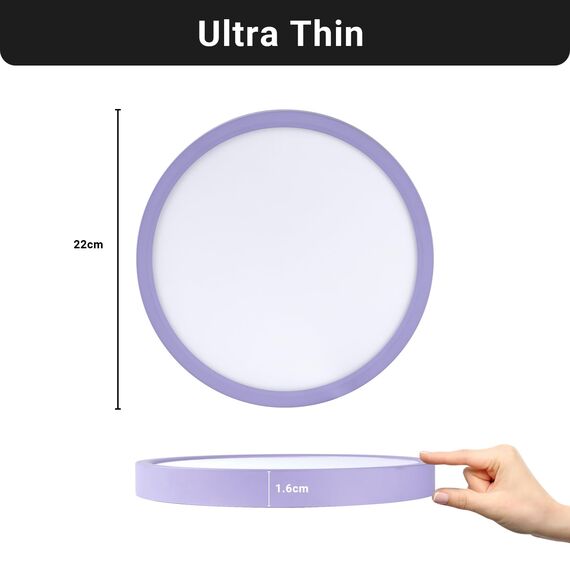 LQWELL® Deckenleuchte LED Deckenlampe, 1,6CM Ultradünn Rund Flach IP44 Wasserfest Badlampe 18W 3000K 1700LM Modern für Wohnzimmer Badezimmer Schlafzimmer Küche Balkon Keller Büro, 220 * 16mm