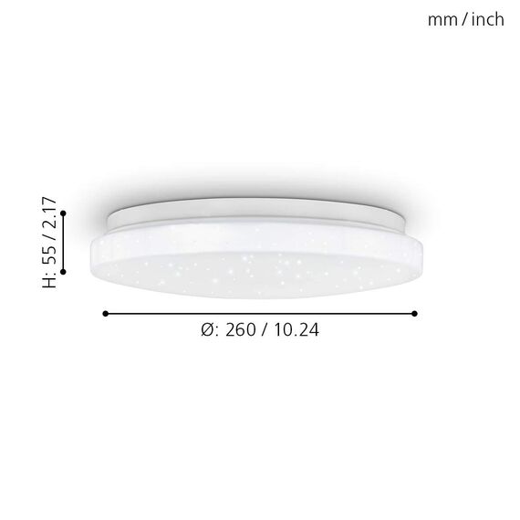 EGLO LED Deckenleuchte Pogliola-S, Ø 26 cm, 1 flammige Wandlampe, Kristalleffekt Deckenlampe aus Stahl und Kunststoff in Weiß, Wohnzimmerlampe, Küchenlampe, Bürolampe, Flurlampe Decke