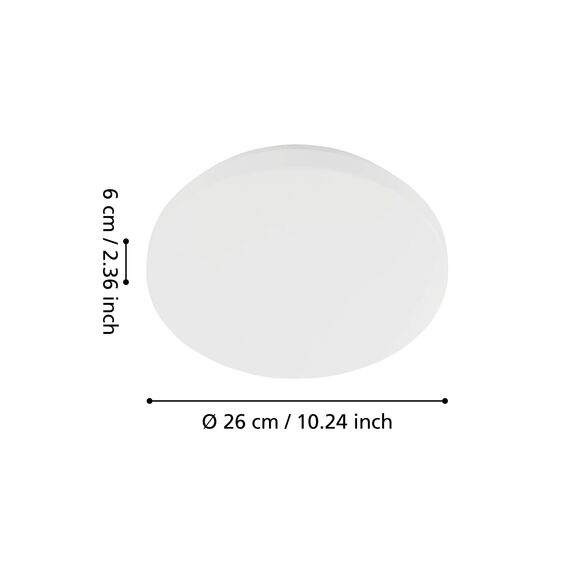 EGLO LED Deckenlampe Pogliola, Ø 26 cm, runde Deckenleuchte, flache Aufbauleuchte für Schlafzimmer und Flur, Metall und Kunststoff in Weiß, warmweiß