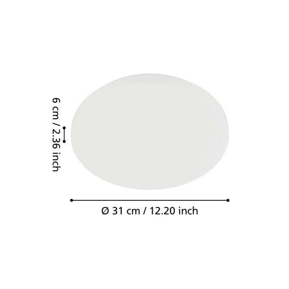 EGLO Deckenlampe Pogliola, Ø 31 cm, LED Deckenleuchte, Wohnzimmerlampe aus Stahl und Kunststoff, Lampe weiß, Kinderzimmerlampe, Küchenlampe, Bürolampe, Flurlampe Decke