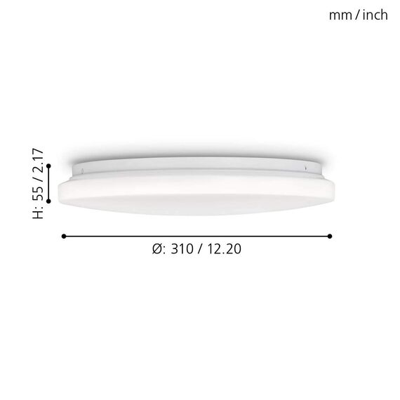 EGLO LED Deckenlampe Pogliola, Deckenleuchte Ø 31 cm, Badleuchte Decke aus Stahl und Kunststoff, Badezimmer Lampe in weiß, neutralweiß, IP44