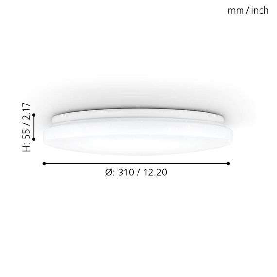 EGLO LED Deckenlampe Pogliola-S, Ø 31 cm, Kristall Deckenleuchte, Badleuchte Decke aus Stahl und Kunststoff, Badezimmer Lampe Sternenhimmel in weiß, neutralweiß, IP44
