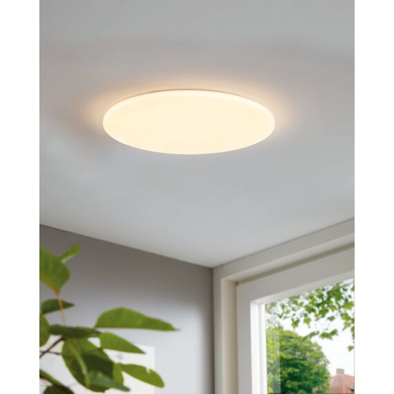 EGLO Deckenlampe Pogliola, Ø 50 cm, LED Deckenleuchte, Wohnzimmerlampe aus Stahl und Kunststoff, Lampe weiß, Kinderzimmerlampe, Küchenlampe, Bürolampe, Flurlampe Decke