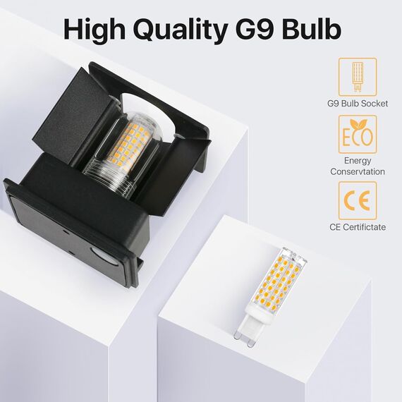 Lureshine Wandlampe mit Austauschbarer G9 LED lampe Einstellbar Abstrahlwinkel Aussenbeleuchtung Warmweiß 3000K Wandleuchte Aluminium Wandleuchte Innen/Aussen (Schwarz 1 Stück)