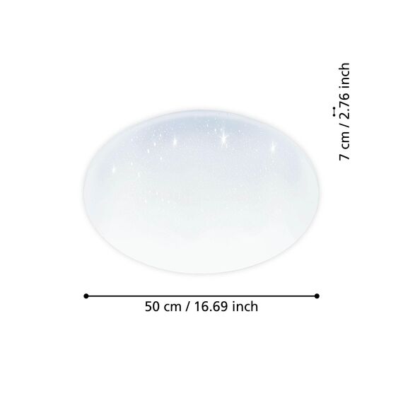 EGLO Deckenlampe Pogliola-S, Ø 50 cm, Kristalleffekt LED Deckenleuchte, Wohnzimmerlampe aus Stahl und Kunststoff, Lampe weiß, Kinderzimmerlampe, Küchenlampe, Bürolampe, Flurlampe Decke