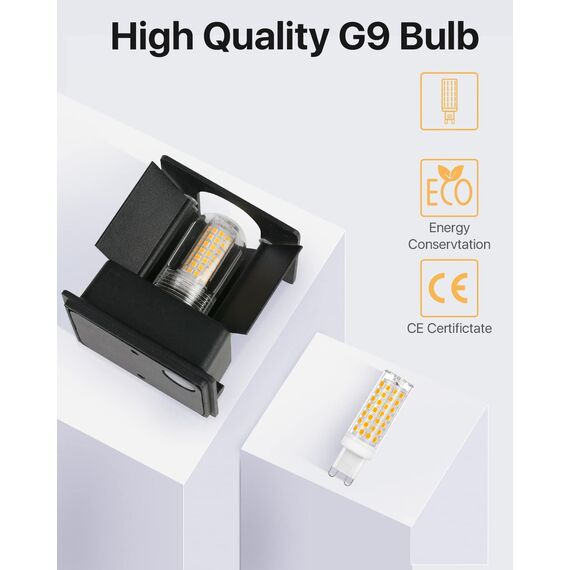 Lureshine Wandlampe mit Austauschbarer G9 LED lampe Einstellbar Abstrahlwinkel Aussenbeleuchtung Warmweiß 3000K Wandleuchte Aluminium Wandleuchte Innen/Aussen (Schwarz 2 Stück)