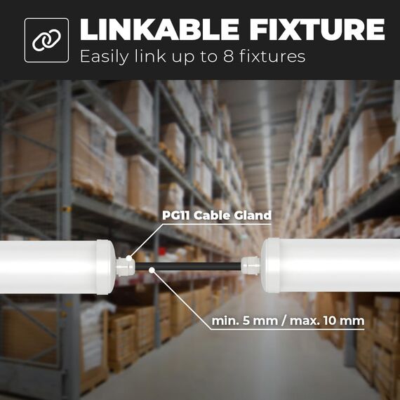 HOFTRONIC - 6er Pack LED Feuchtraumleuchte 120cm IP65-36W 4320 Lumen - 6500K Kaltweiß - Verknüpfbar - Kellerleuchte, Nassraumleuchte - Feuchtraum Wannenleuchte